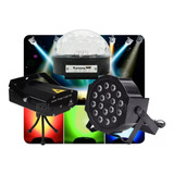 Combo Luces Led Dj Bola + Proton 18 + Laser Lluvia Premium