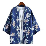 Camisa Para Hombre Kimono Diseño De Flores Japonesas