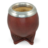 Mate Torpedo Uruguayo Calabaza - Cuero Marrón - Premium