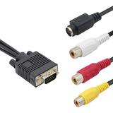 Gelrhonr Vga A S Video 3 Rca Convertidor Cable Salida Tv Av,