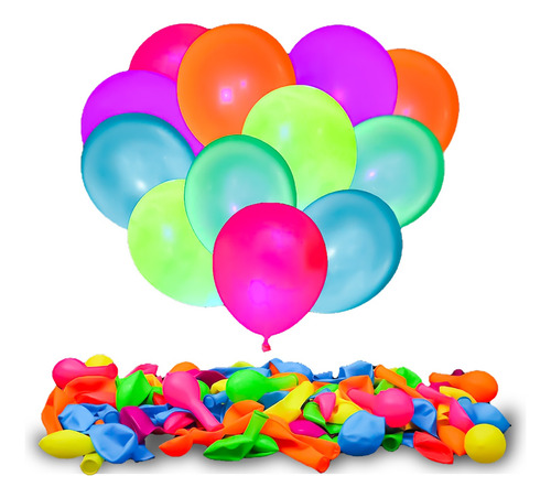 Pack 50 Globos Neón Para Fiestas Flúor Fluorescentes Uv