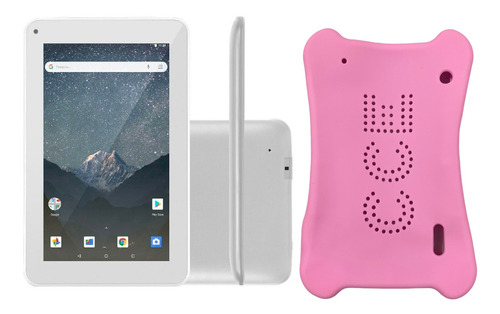 Tablet Branco Wifi M7s Go 16gb + Capa Rosa Infantil -vitrini