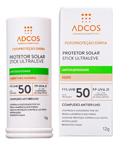 Adcos Fotoprotetor Stick Fps50 Ultra Leve Nude 12g.