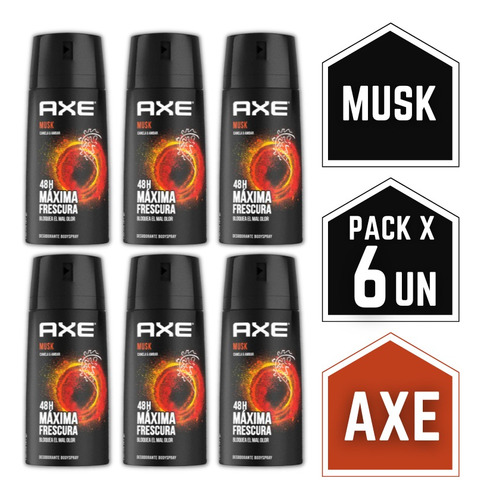 Desodorante Axe Fragancia Musk Sin Irritación Pack X6
