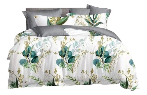 Cobertor De Verano Quilt King Verde Con Flores