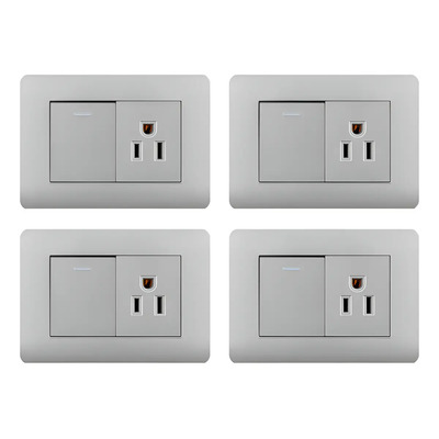 Enchufe Doble Control Contacto Dúplex HHYsy Metal Gris Pack 4 Línea Córdoba | MercadoLibre