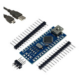  Placa Arduino Nano Com Conector V3 Pino Não Soldado + Cabo