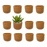 12 Macetas Mini Barro Suculentas Cactus Cilindro Decoracion