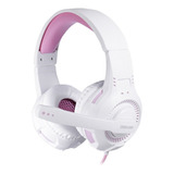 Headset Gamer Gorky P3 Oex Branco Com Rosa Hs413