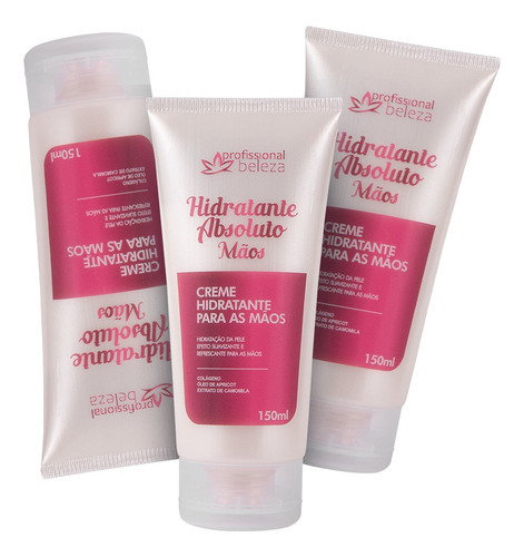  Kit 03 Creme Hidratante Para As Mãos Absoluto Com Colágeno