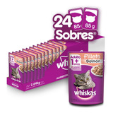 24 Sobres Alimento Húmedo Whiskas Fillets De Salmón 85gr C/u