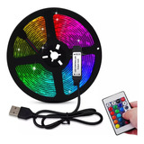 Fita Led Usb Colorida Rgbw Controle Embutido Para Tv 2 Metro