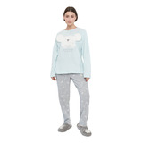 Pijama Mujer Polar Caras Aqua Conejo Corona