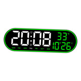 Relógio De Parede Digital Despertador Controle Remoto Verde