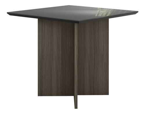 Mesa De Jantar Quadradra 90x90 Vidro J00372 Amendoa Grafite 