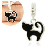 Berloque Charms Prata 925 Gato Gatinho Pedra Zirconia Preto