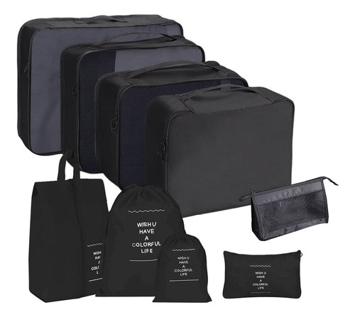 Organizador De Valija Kit 9 Piezas Neceser Viaje Bolso Avion