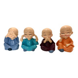 4 Uni Mini Monges Budas Buda Cego Surdo Mudo Decoração 5 Cm 