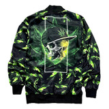 Chamarra Estampada Bomber Sublimada Diseño Calavera Planta 