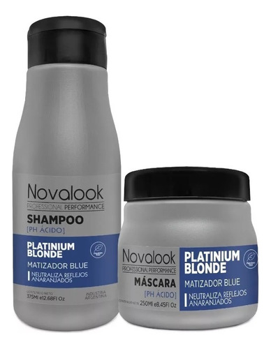 Matizador Shampoo 375ml Azul+ Mascara 250 Ml Novalook Fact.a