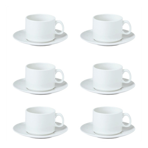 Taza Desayuno Y Plato Porcelana  X 6 Unidades