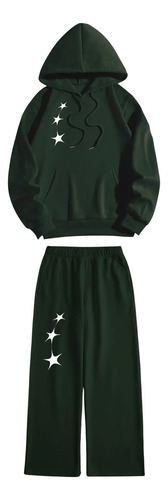 Conjunto Diseño Estrella Sudadera Y Pants Recto Cómodo Suave