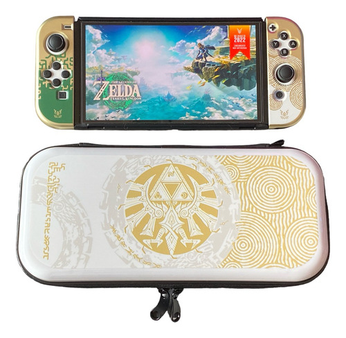 Protector Zelda Tears Nintendo Switch Oled Estuch Blanco Oro