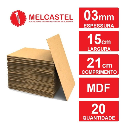 Placa Quadro Chapa Mdf Cru 3mm 15x21 Artesanato 20 Unidades