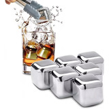 Juego X4 Cubos Hielo Acero Inoxidable Refrigerantes Licor 