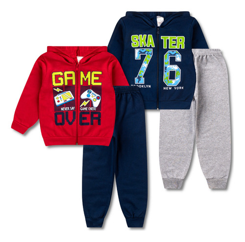 Kit 2 Conjunto Infantil Moletom Masculino Menino Inverno