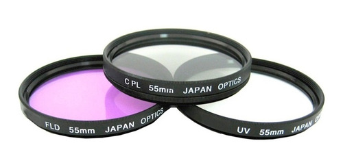 Kit 3 Filtros Uv Cpl Fld 55mm Para Sony Canon Nikon