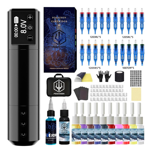 Kit Pen Tattoo Maquina Rotativa Fuente Inalámbrica Solong Rc