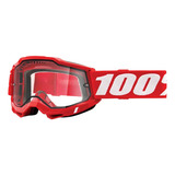 Goggle Para Motociclista Accuri 2 Clear 50221-802-01 Con Lente Enduro Mtb Red Dual Vented Y Armazón Rojo - Talle Unitalla