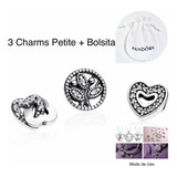 3 Charms Petite,p/medallón Compatible Pandora,plata+bolsa