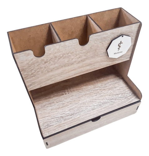 Organizador De Mesa Mdf Colorido Para Escritório Kit C/ 2 Un