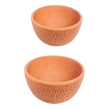 Bowl 2 Tam Medio E Grande Vaso De Barro Decorativo Terracota