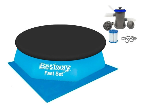 Pileta Inflable Bestway 1880l Redonda 244cm Bomba Cobertor 