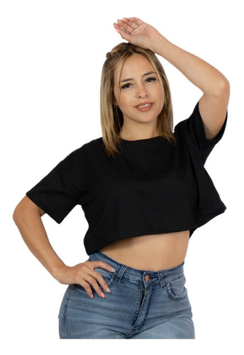 Top Manga Corta Tipo Oversize - Algodón Remera Corta Mujer 