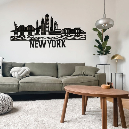 Cuadro New York Mdf 3mm Sala Recamara 60x26cm + Regalo