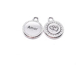 Pack 10 Dijes Corazón Love Doble Faz Collar Pulsera Souvenir