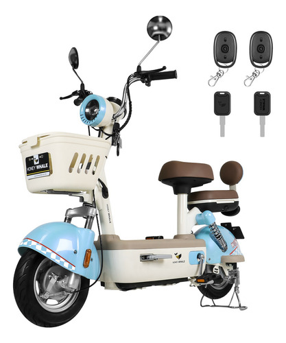 Moto Bicicleta Eléctrica U4s Con Alarma 35km/h Batería 20ah Color Azul Claro