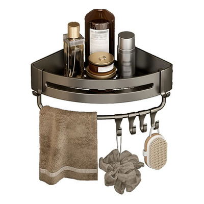 Repisa Esquinera De Baño Con Ventosa Sin Taladro Gris Oscuro