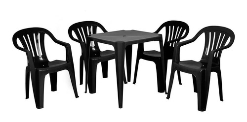Jogo Mesa 4 Cadeiras Plástico Resistente P/ Bar Jardim Casa 