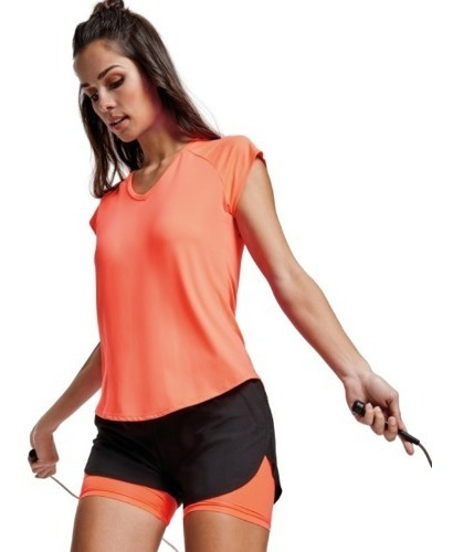 Polera Deportiva Mujer Manga Corta 92% Poliéster 8% Elastano