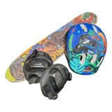 Skate Infantil Jurassic Park Dinossauros Com Capacete Kit