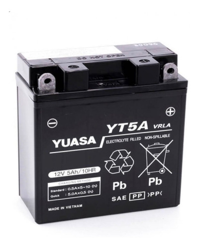 Bateria Moto Gel Yuasa Yt5a = Yb5l-b 12n5-3b Fz Xtz Ybr Fas Motos