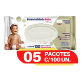 Lenço Umedecido Toalhinhas Personalidade Pacote C/100 Kit 5