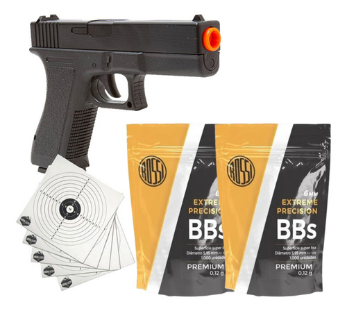 Pistola De Airsoft Gk V307 6mm + 2000 Bolinhas + 5 Alvos