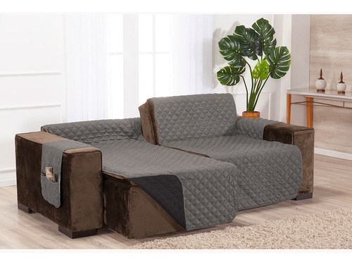 Capa Protetor Sofa Retratil 1,80m 2 Modulos Cinza-preto Cor Cinza/preto