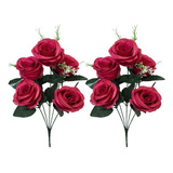 Kit 2 Buquê De Rosas Artificial Flores Decoração Casamento